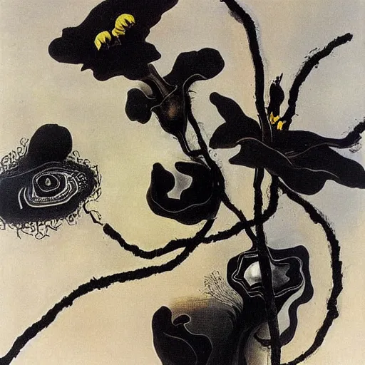 Image similar to black flowes by salvador dali