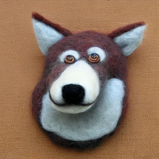 Image similar to a needle felted coyote, needle felting art.