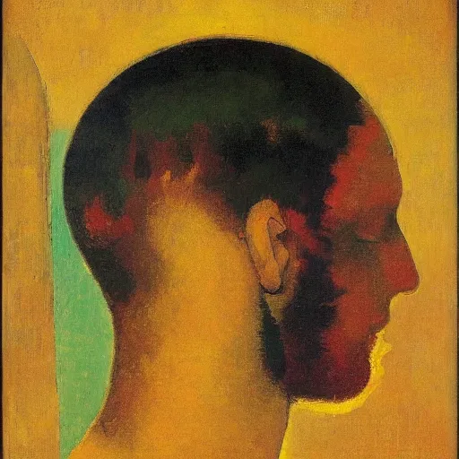 Image similar to A beautiful photograph of a human head. The head is seen from multiple perspectives at once, as if it is being turned inside out or seen through a kaleidoscope. Every angle and curve of the head is explored and emphasized, creating an optical illusion that is both confusing and mesmerizing. by Robert Antoine Pinchon, by Odilon Redon lines, ecstatic