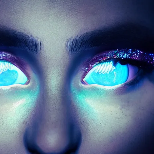 Image similar to beauty, third eyed humanoids eye forehead, wide portrait, vivid colors, thin wires, beautiful lighting