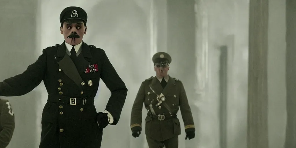 Prompt: Jared Leto as Adolf Hitler in 'The Death of Hitler' (2023), movie still frame