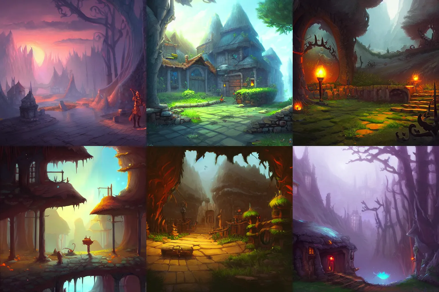 Prompt: point and click adventure game background fantasy digital painting by andreas rocha