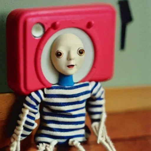 Image similar to 1 9 5 0 s, evil children toys on strings, coming to life, doll phobia, horror, jump scare, pov, polaroid,