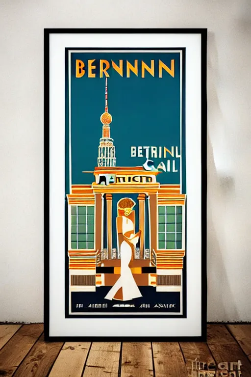 Image similar to art deco travel poster. berlin, framed poster