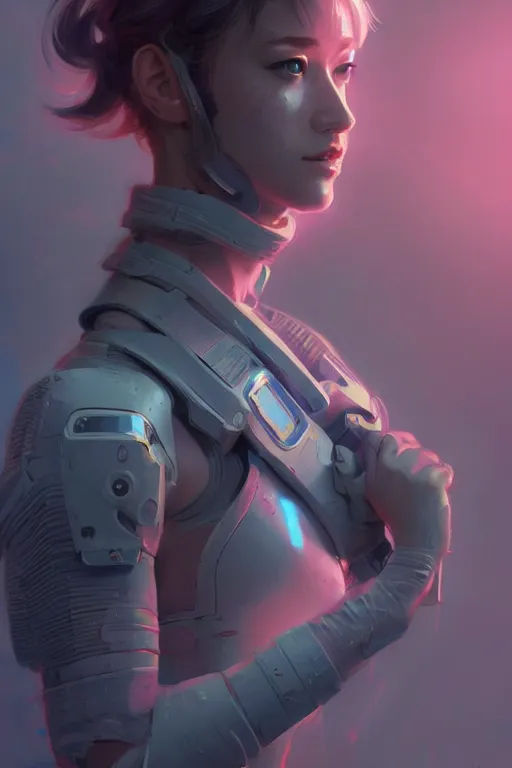 Prompt: portrait futuristic solider Girl, in future tokyo towertop, ssci-fi, fantasy, intricate, very very beautiful, elegant, human anatomy, neon light, highly detailed, digital painting, artstation, concept art, smooth, sharp focus, illustration, art by tian zi and craig mullins and WLOP and alphonse mucha