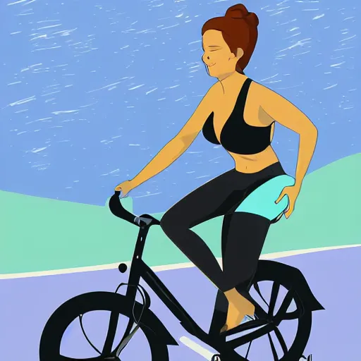 Image similar to illustration of a hot girl on a bike going 60 miles per hour, digital art