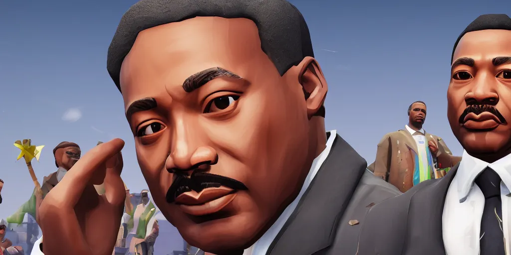 Prompt: martin luther king as a fortnite skin, 8 k resolution