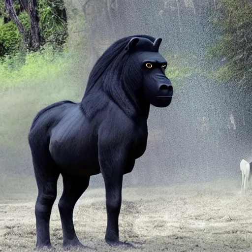 Image similar to photo of a horse gorilla hybrid