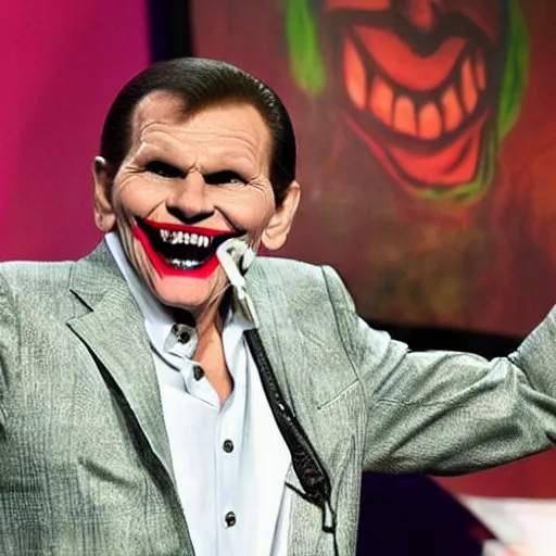 Prompt: kenneth copeland dressed as the joker