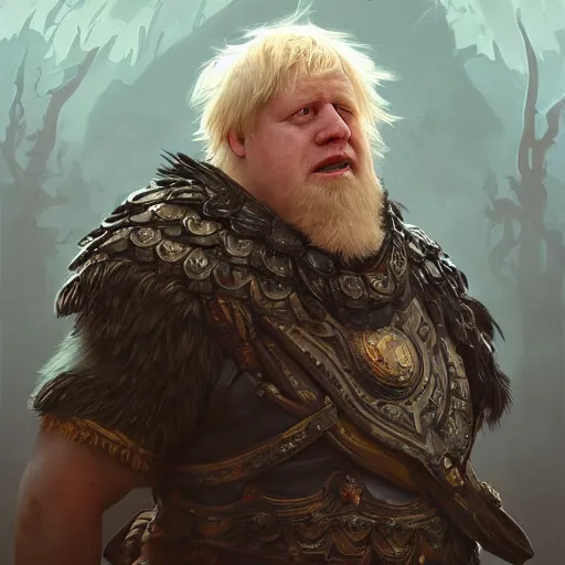 Prompt: boris johnson as odin, intricate, elegant, highly detailed, digital painting, artstation, concept art, matte, illustration, hearthstone, art by artgerm and greg rutkowski and alphonse mucha, simon stalenhag, hyperreal