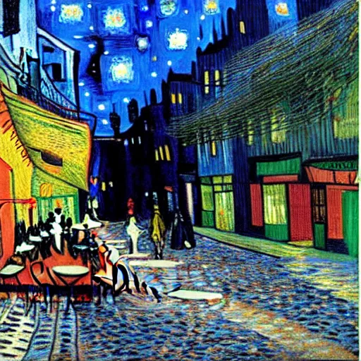 Image similar to the night cafe by vincent van gogh