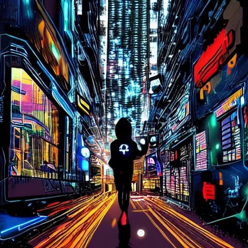 Prompt: people running away from crypto scared, cyberpunk art