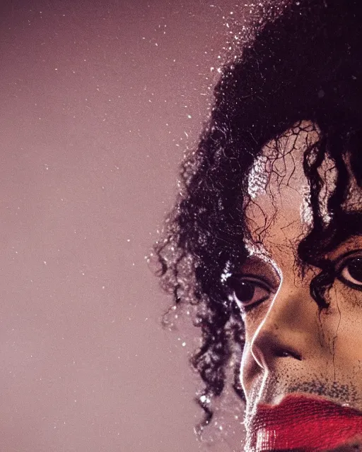 Prompt: A portrait of Michael Jackson, highly detailed, trending on artstation, bokeh, 90mm, f/1.4