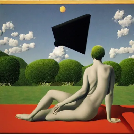 Image similar to liminal space, surrealist art by René Magritte