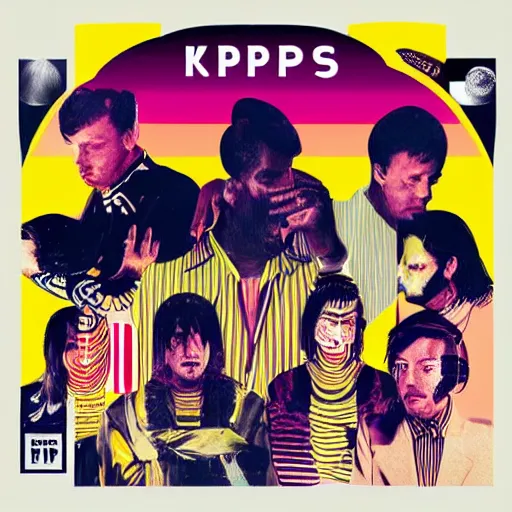 Prompt: album cover for a band named THE KIPINOS by the designers republic and peter savile