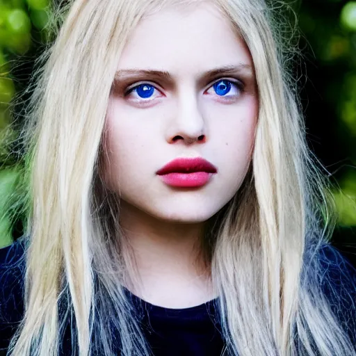 Image similar to portrait of blond girl who look like actor michael pitt green eyes hologram small lips