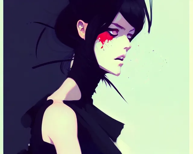 Image similar to a ultradetailed beautiful panting of a stylish woman wearing a black dress, by conrad roset, greg rutkowski and makoto shinkai, trending on artstation
