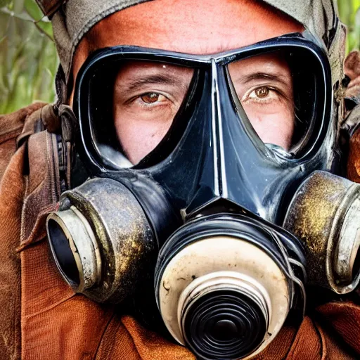 Prompt: 8 k uhd black and wait portrait from jesus wear gas mask, uhd details, national geography winning photo contest