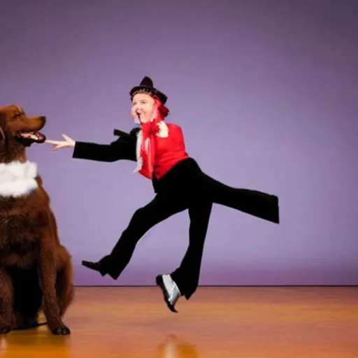 Image similar to a dog tap dancing,