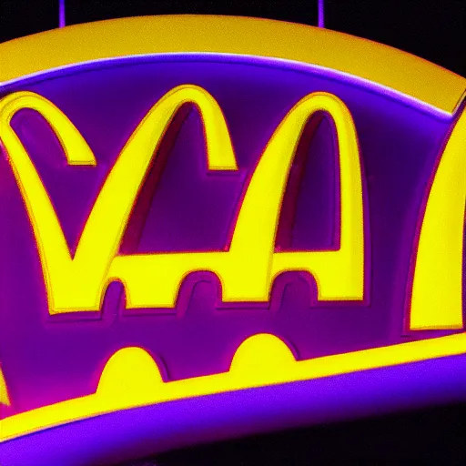 Prompt: closeup portrait of an ethereal mcdonalds made of purple light, divine, cyberspace, mysterious, dark high-contrast concept art