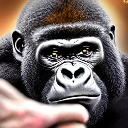 Image similar to gorilla with joe rogan's face