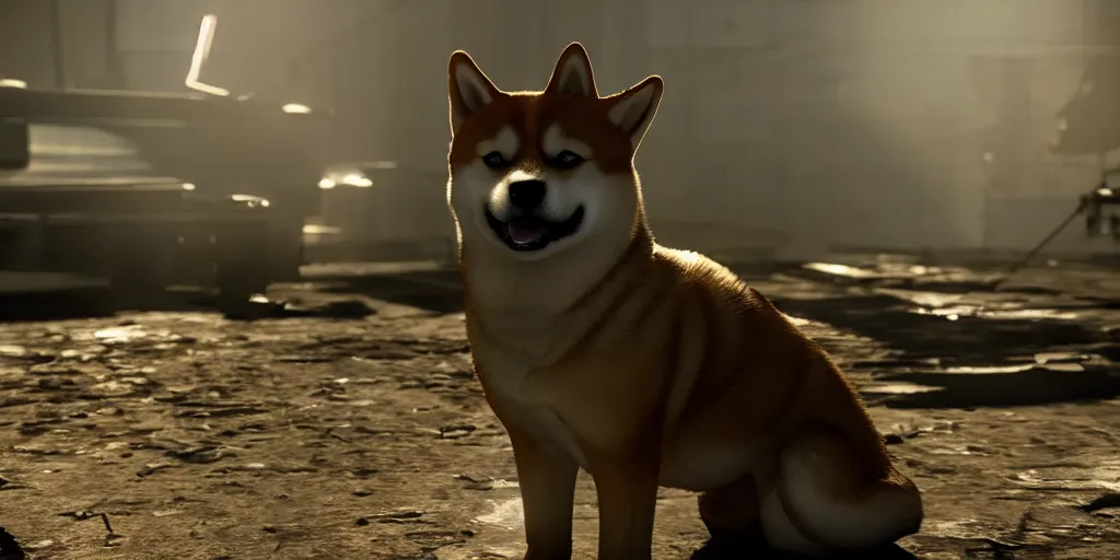 Prompt: A shiba inu dog in Call of Duty Vanguard, cinematic shot, dramatic lighting