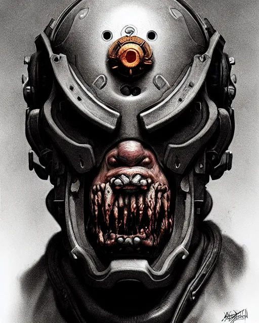 Image similar to winston from overwatch, character portrait, portrait, close up, concept art, intricate details, highly detailed, horror poster, horror, vintage horror art, dark, gritty, realistic, terrifying, in the style of michael whelan, beksinski, and gustave dore