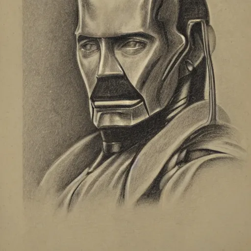 Image similar to portrait of iron man ( c. 1 8 8 0 - c. 1 8 9 2 ) drawing in high resolution by otto eerelman