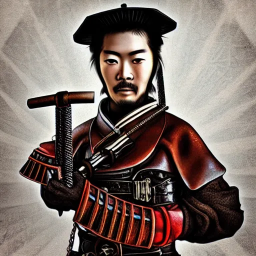 Image similar to “ color photo of a steampunk samurai, hd, photorealistic ”