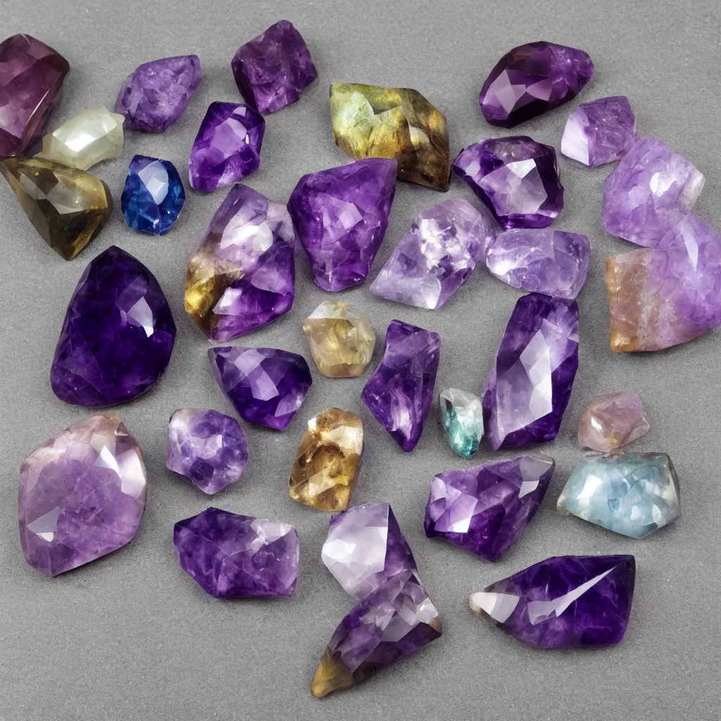 Image similar to amethyst geo gemstone prism multicolor gold liquid emeraud pearl quartz saphir grenat fluorite