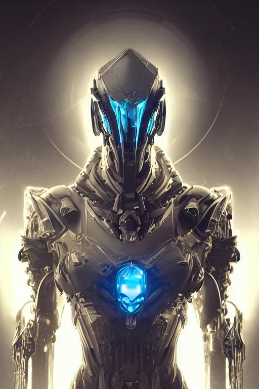 Prompt: detailed portrait of a cyborg, necromancer, benevolent, scifi, futuristic, elegant cape, glow, concept art, sharp focus, inside a space ship, warframe, trending on artstation, intricate, advanced technology, art by roman makarenko and simon almeida and marcos melco
