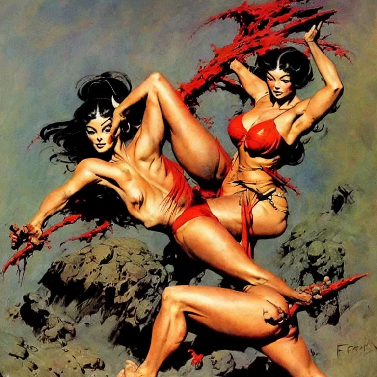 Prompt: artwork by frank frazetta