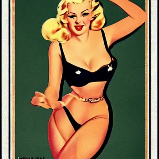 Prompt: blonde girl pin-up poster vintage