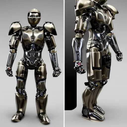 Prompt: robotic armor in a wardrobe, photorealistic, 8K, 3D, !!award-winning!!