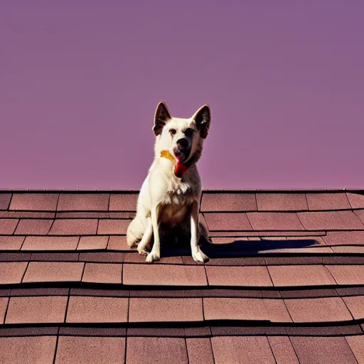 Image similar to dog on roof, morning light, backlit,