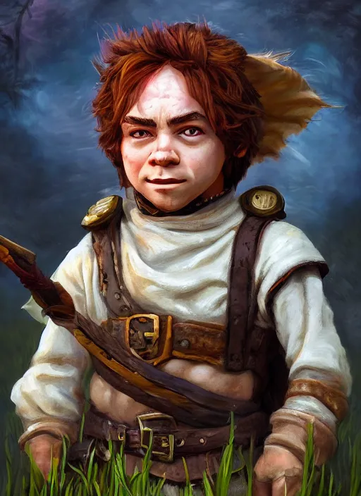 A fantasy portrait painting of a halfling fighter | Stable Diffusion