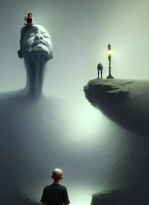 Image similar to i am the smokey mirror looking at myself in all of you, surrealism!!!!! hyper - detailed 3 d render, oil painting, surreal concept art, photorealistic, digital painting, smooth, sharp focus, artstation hd, by greg rutkowski, tyler edlin, valentina remenar and asher duran,