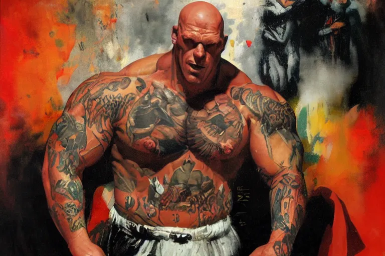 Image similar to martyn ford as juggernaut stands out at a party, painted by phil hale and rick berry and dean cornwell and norman rockwell and jeremy mann