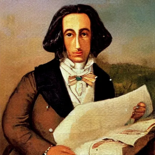 Image similar to a guinea pig dressed as chopin, 1 9 th century oil painting