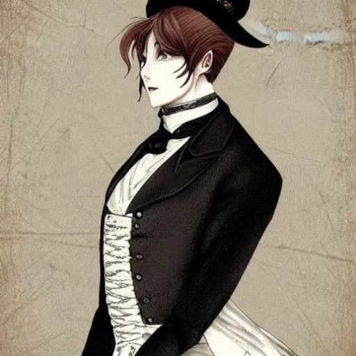 Image similar to Portrait a man in Victorian clothing, Art by Yana Toboso, manga, digital art