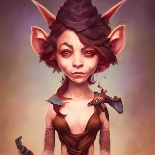 Image similar to anthropomorphic Imp, , cute and adorable, pretty, beautiful, DnD character art portrait, matte fantasy painting, DeviantArt Artstation, by Jason Felix by Steve Argyle by Tyler Jacobson by Peter Mohrbacher, cinema