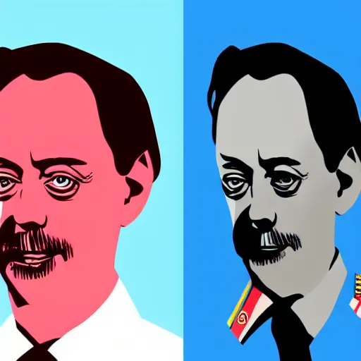 Image similar to Portrait of Steve Buscemi in a uniform, in style of Maoist propaganda poster, vector art