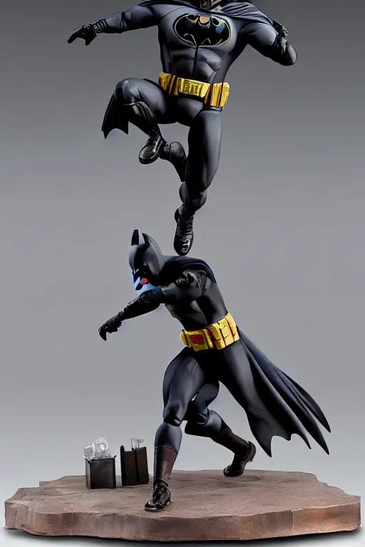 Image similar to painting of batman 1 2 inch action figurine hot toys'sideshow in the style of leonardo da vinci