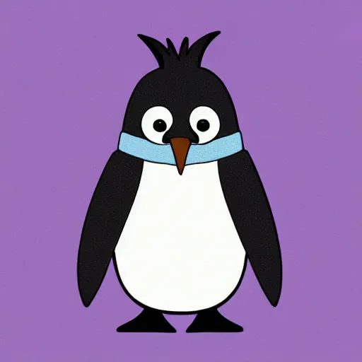 Image similar to 2 d matte purple penguin holding key studio ghibli style