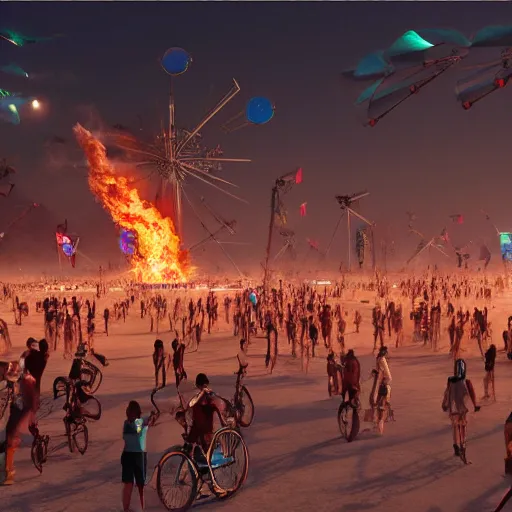 Image similar to the burning man festival in the year 3599, photorealistic, trending on Artstation