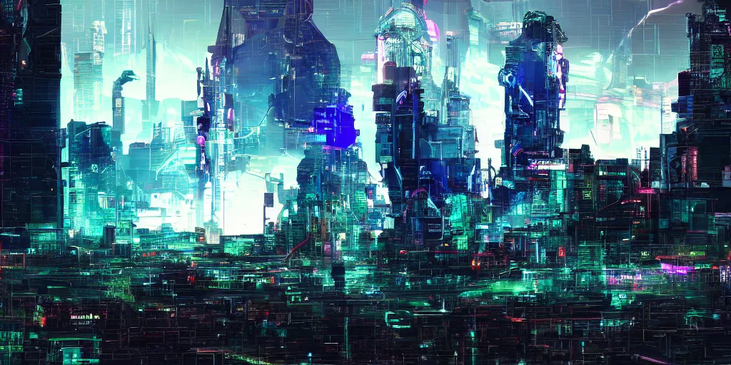 Image similar to god as an cyberpunk futuristic giantic machine