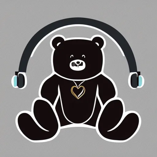 Image similar to podcast vector logo of cute cuddly bear listening to music, podcast, microphone, melodic, dreamy, isometric, adorable, octane render, golden ratio, 4k UHD, iconic design