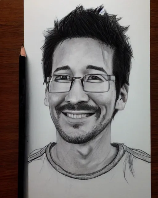 Prompt: pencil sketch of markiplier