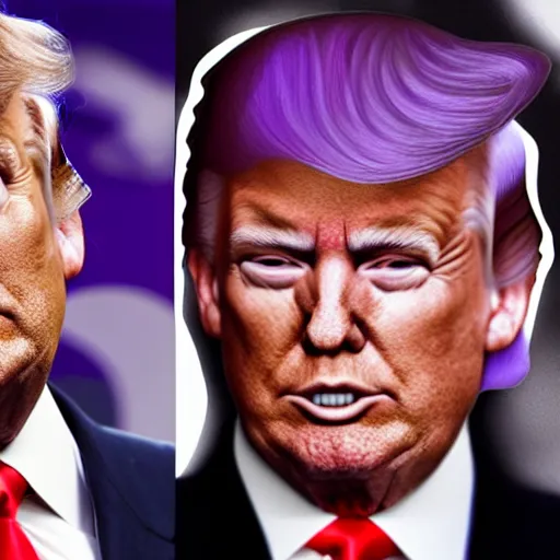 Prompt: Donald Trump with purple hair