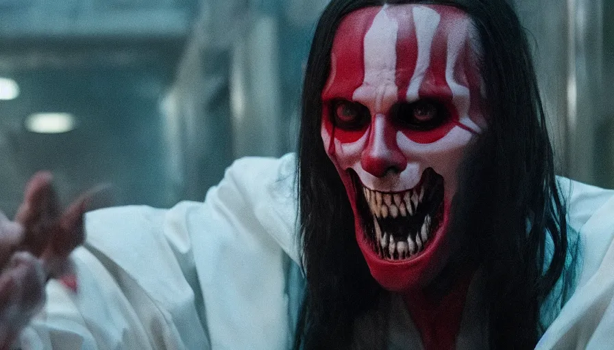 Prompt: Morbius played by Jared Leto, cinematic lighting, cinematography, film still